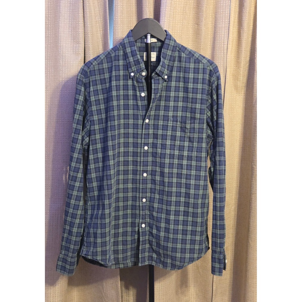 J.Crew Long Sleeve Slim Plaid Button Down Shirt Mens Size Large Navy Green